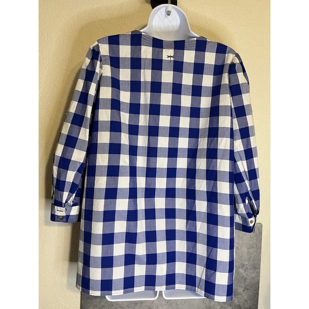 Tyler Boe Size XL Jenny Top Pleated Puff Sleeve Blue Gingham Plaid Cottagecore - Picture 5 of 14